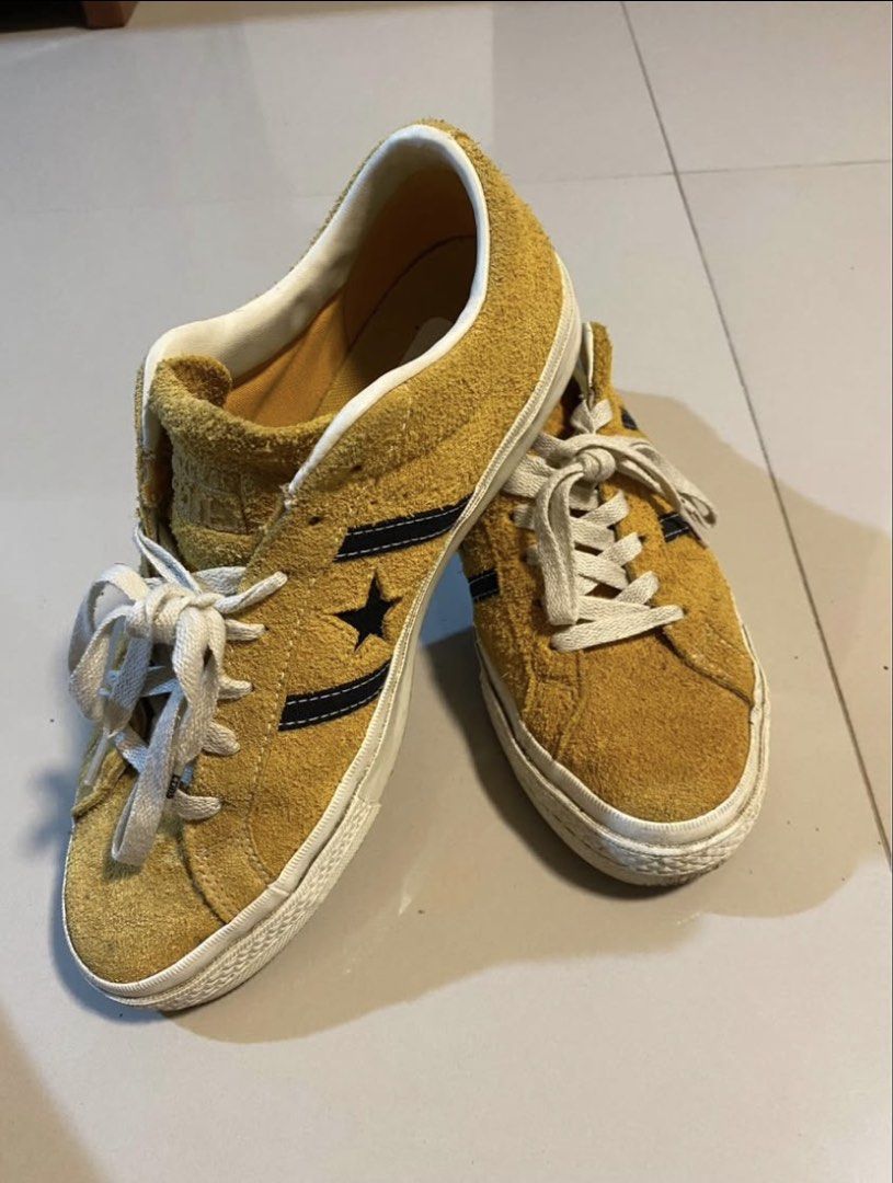 Converse One Star Suede Yellow Sneakers (Category: Casual Shoes) located in Pasay City. Submitted by fastforest_312e97 (Listing ID 1463400437, Image 2). Description: - Yellow suede Converse One Star sneakers - Classic low-top design - Iconic star logo - White laces and soles - Perfect for casual outfits - Still has plenty of life left.