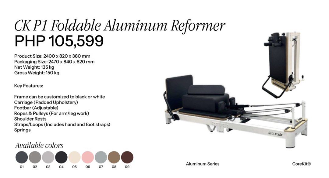 CoreKit Aluminum Foldable Reformer (Category: Other Sports Equipment and Supplies) located in Orani. Submitted by fromlove.withluxe (Listing ID 1463535450, Image 2). Description: .