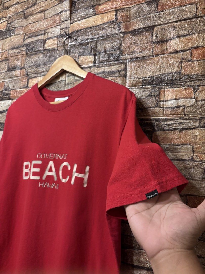 COVERNAT BEACH RED TEE (Category: Formal Shirts) located in Davao. Submitted by angelothriftfinds (Listing ID 1463549469, Image 3). Description: COVERNAT BEACH brand new condition dimension: 21.5” W | 28.5” L fit: M size issue: none mine: ₱250.