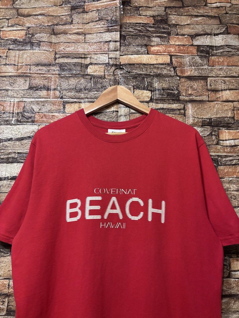 COVERNAT BEACH RED TEE (Category: Formal Shirts) located in Davao. Submitted by angelothriftfinds (Listing ID 1463549469, Image 2). Description: COVERNAT BEACH brand new condition dimension: 21.5” W | 28.5” L fit: M size issue: none mine: ₱250.