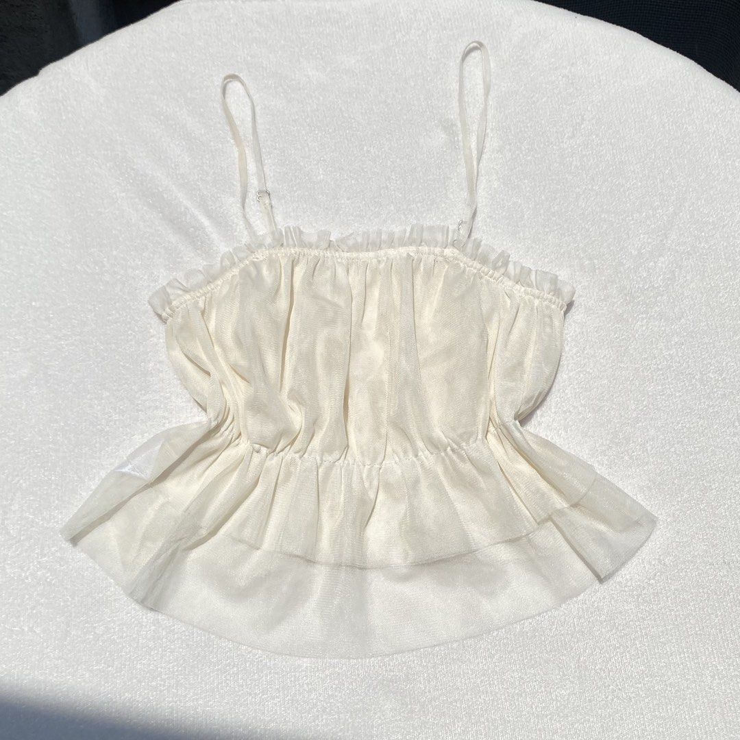 Cream Chiffon Top (Category: Others Tops) located in Paranaque City. Submitted by k_baefits (Listing ID 1463383604, Image 1). Description: -xs to small -stretchable.