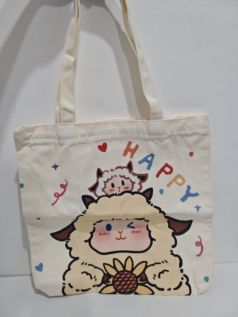 Cute Canvas Tote Bags (Category: Tote Bags) located in San Jose del Monte. Submitted by jenmallari_ (Listing ID 1463416603, Image 1). Description: - Adorable canvas tote bags with unique cartoon prints. 🏷️ P90 each. If take all, P400. 📍Muzon, SJDM, Bulacan.