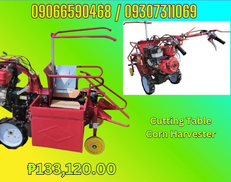Cutting Table Corn Harvester (Category: Looking For) located in Caloocan City. Submitted by rochelleflores356-82603 (Listing ID 1463340529, Image 1). Description: Form factor: 1200*850*1200mm. Weight of the whole machine: 105 kg. Matching power: 10-22 horsepower hand tractor. Calibration power: 7-16KW. Job width: 470mm. Use line spacing: ≥ 400mm. Operation efficiency: ≥ 1 mu / hour. Recovery: 97%. Receiving box capacity: 35-40L. Number of blades:
