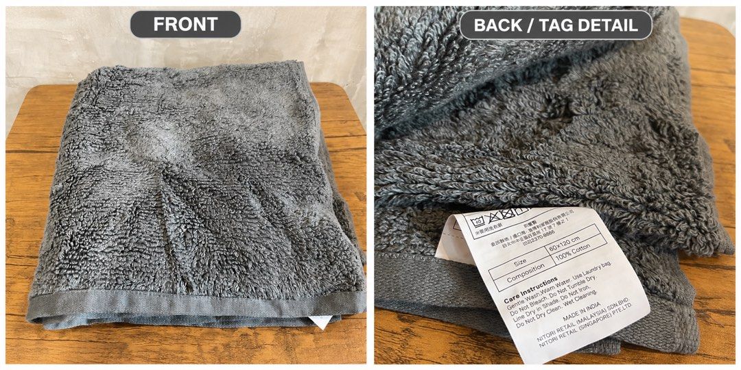 dark gray 100% cotton bath towel (Category: Bedding & Towels) located in San Fernando. Submitted by japansurpluselyu (Listing ID 1463475440, Image 1). Description: .