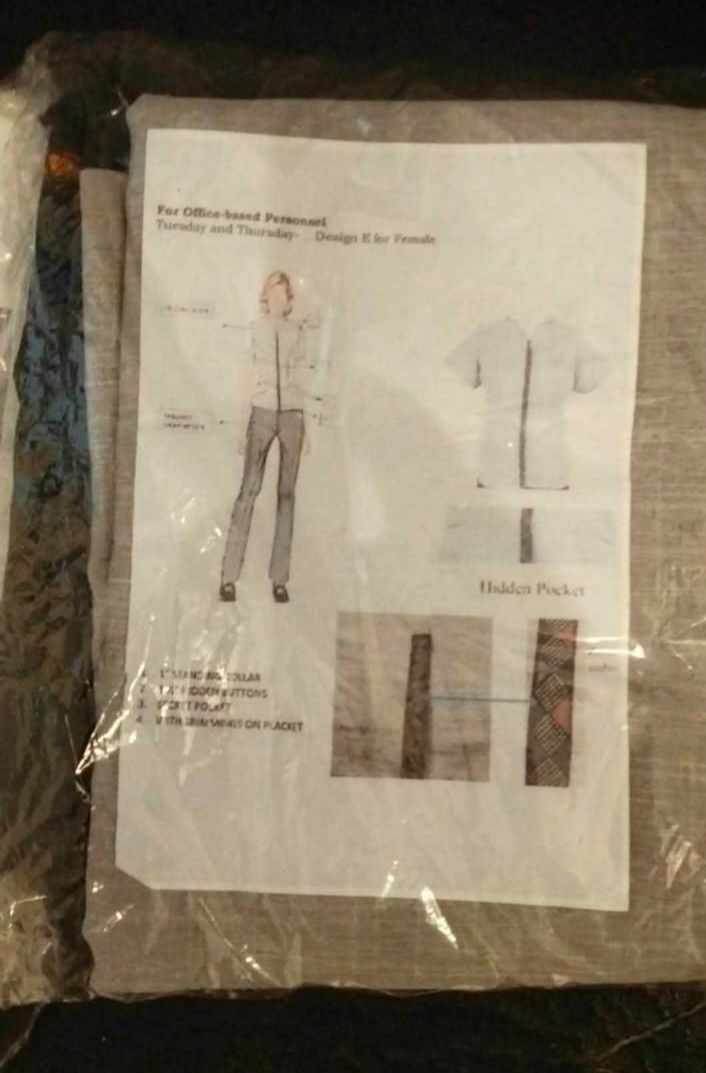Deped uniform cloth set (female) (Category: Sets or Coordinates) located in San Fernando. Submitted by bluewielle28556 (Listing ID 1463551266, Image 3). Description: Selling sets of uniforms. One is for classroom-based personnel, design A for female The other is for office-based personnel, design B for female. P400.00/set.