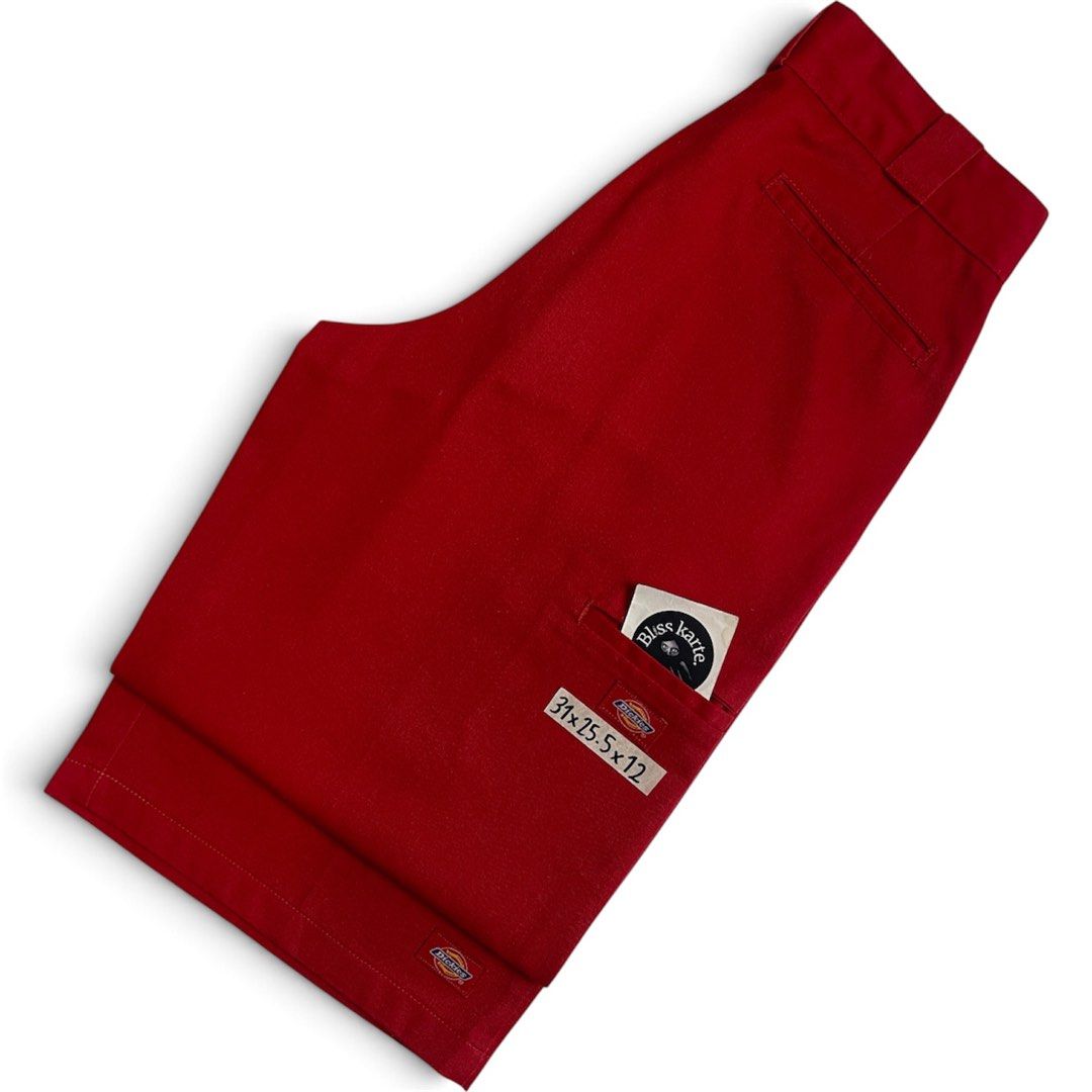 DICKIES RED DOUBLE PATCH (Category: Shorts) located in Taguig. Submitted by _blisskarte_ (Listing ID 1463451663, Image 1). Description: • width: 31 • length: 25.5 • leg opening: 12 📍Guadalupe Cembo, Taguig 🚚Via J&T / Lalamove / Meet-up.