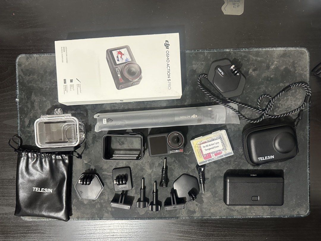 DJI Osmo Action 5 Pro Adventure Combo with Accessories (Category: Other Gadgets) located in Makati City. Submitted by jrtp05 (Listing ID 1463549381, Image 1). Description: Slightly Used for 2 Travels. Complete Adventure Combo with box. Freebies: Telesin Accessories and Storage Bag (see photo for reference) No issues. RFS: Need funds.