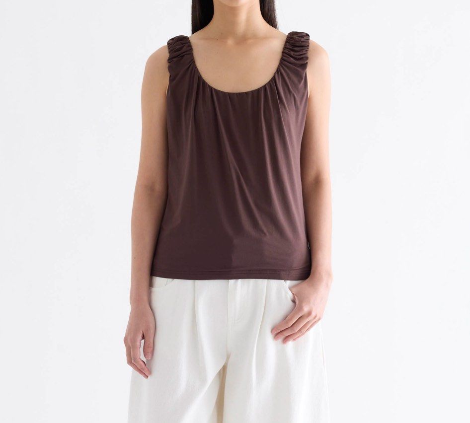 Editor's Market - Endelyn Ruche Strap Top (Category: Sleeveless) located in San Juan City. Submitted by dominiquedominique (Listing ID 1463475942, Image 2). Description: - so pretty and chic!! - brand new with tags - rfs: bought this as a gift but never got to give it:/ - bought this in sg for 39SGD (2k ish).