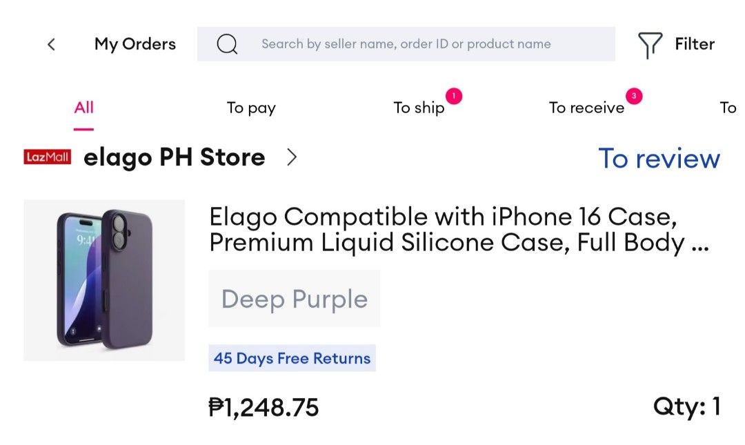 Elago Silicone Case for iPhone 16 (Deep Purple) (Category: Cases & Sleeves) located in Santo Tomas. Submitted by madelalalaaa (Listing ID 1463452317, Image 2). Description: FOR SALE: Elago Silicone Case for iPhone 16 📱 Bought for ₱1,248.75 Selling for only ₱600 (Negotiable) ✨ Used for around 4 months only (not continuously) 📅 Bought November last year 🧼 Still in like-new condition 📦 RFS: Decluttering PM me if interested! 😊.