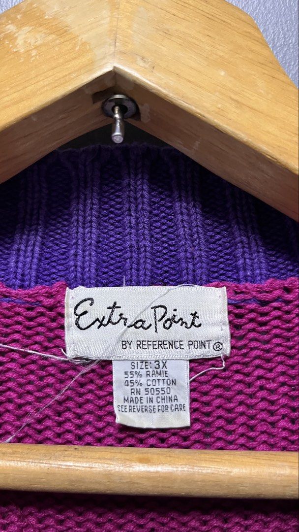 Extra Point Puzzle Piece Knit Sweater (Category: Coats, Jackets and Outerwear) located in Cabuyao City. Submitted by bulandos (Listing ID 1463439176, Image 3). Description: - Brand: Extra Point - Style: Puzzle piece knit sweater - Design: Colorful patchwork (purple, orange, yellow, teal, magenta) - Features: Long sleeves, ribbed cuffs and hem - Material: Cotton and ramie blend - Perfect for: Making a statement.