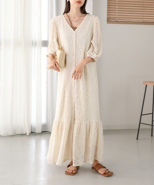 Eyelet Lace Maxi Dress (Ivory) Fully Lined (Category: Dresses) located in Caloocan City. Submitted by qvaintrelledearest (Listing ID 1463459161, Image 1). Description: -size on tag none but measures -eyelet lace maxi dress, intricate all-over floral openwork lace pattern, a flattering V-neckline, semi puff sleeves, and a tiered flared hemline -like new can even pass as bnew condition, lace has zero snags or wearout #EyeletLace #BohoChic #Cottagec