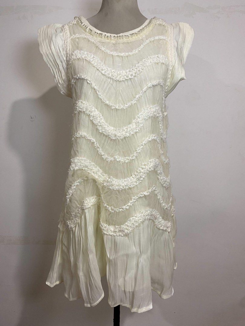 Fairycore Cream Layered Ruffle Mini Dress (Category: Dresses) located in Cavite. Submitted by rhizzaroo_ (Listing ID 1463521458, Image 1). Description: like new s-semi large .
