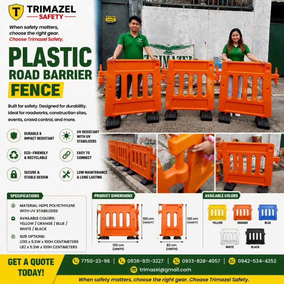 FENCE PLASTIC ROAD BARRIER (Category: Looking For) located in Caloocan City. Submitted by trzl_liza14 (Listing ID 1463340139, Image 1). Description: ✅ Guaranteed lowest price ✅ Quality products ✅ Big discount for bulk orders ✅ 100% LEGIT TRUSTED SUPPLIER! ✅ With Complete Legal Documents ✅ BIR Registered We Supply All Kinds Of PPE Supplies, Raincoat, Hard Hat, Cooler Box, Plastic Trash Bin, Road Barriers, Kayak Boats, Crystal Kayak, Traffic Cone, 