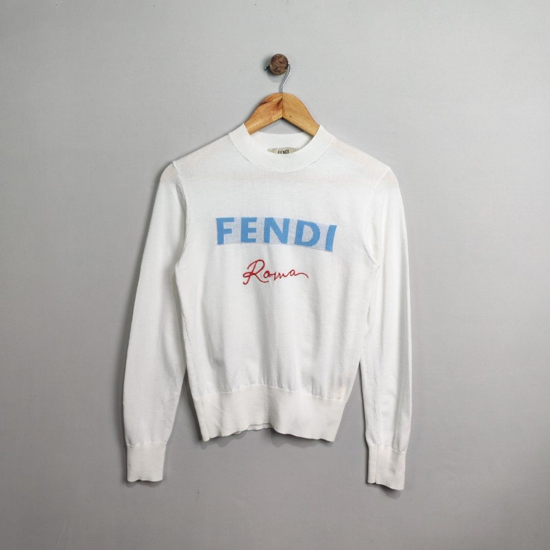 Fendi KnitWear Spellout Design (Category: Coats, Jackets and Outerwear) located in Baguio. Submitted by luxuryph2600_eric (Listing ID 1463474547, Image 1). Description: Fendi Knitwear 📌 Details⬇️⬇️⬇️ 📍Excellent Condition 📍Dimes 18*23 📍Color Rate 10/10 📍Size Medium 💰 PRICE 1500 FREE SHIPING 📌Loc. Baguio City Shipping Via J&T Reminder : Items are Thrifted and carefully Selected from Thrift Stores/Box/Bales Photos are Provided for Self Authen