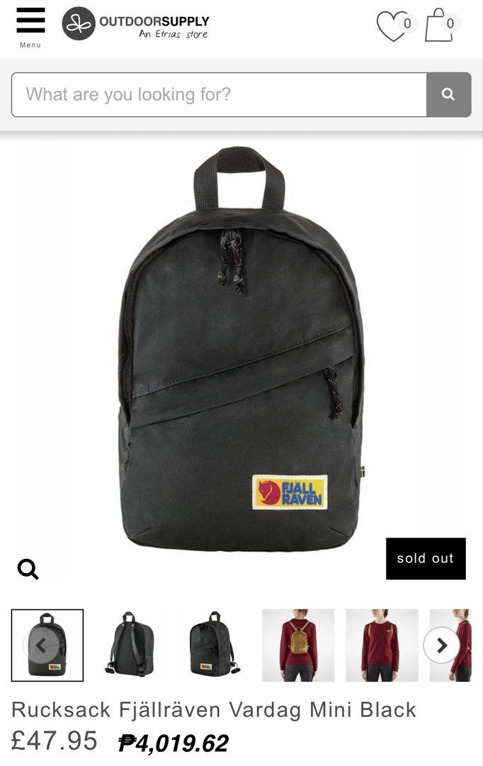 FJALLRAVEN Vardag Mini Backpack (Category: Backpacks) located in Bauang. Submitted by thriftypockets92 (Listing ID 1463392557, Image 3). Description: For Adult Females / Pwede din for ur kiddos(boy/girl).