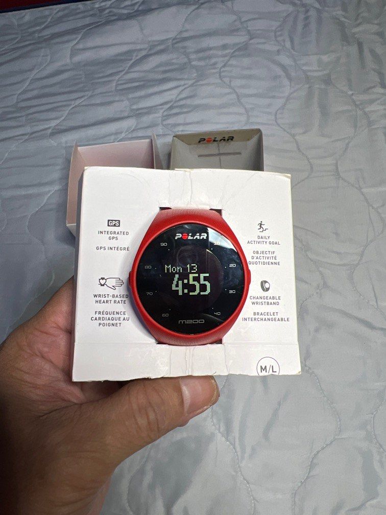 Flow Polar M200 sport watch (Category: Men's Watches) located in Cavite. Submitted by noli_ra (Listing ID 1463434563, Image 1). Description: Key Features Integrated GPS: Tracks your speed, distance, pace, and altitude. Wrist-Based Heart Rate: Measures pulse directly from your wrist without needing a chest strap. 24/7 Activity Tracking: Monitors daily steps, calories, activity levels, and sleep quality. Smart Notifications: Displays alerts for inc