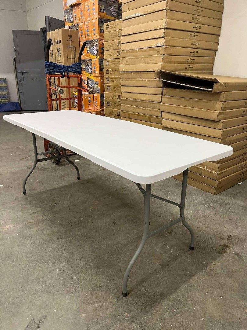 Foldable table (Category: Tables & Sets) located in Manila. Submitted by dolorchris69891 (Listing ID 1463362299, Image 2). Description: ✅ HARD PLASTIC FOLDING TABLE ✅ 6ft Size 180cmx74cmx76cm MATERIALS: ⭐HIGH DENSITY POLYETHYLENE TABLE TOP ⭐ POWDER COATED STEEL FRAME OTHERS: ⭐UV PROTECTED ⭐ LIGHT WEIGHT ⭐RUST RESISTANT ⭐STAIN RESISTANT ⭐EASY TO CLEAN ⭐FOLD IN HALF ⭐ MULTIFUNCTIONAL FOLDING TABLE ⭐ PICNIC TABLE ⭐PARTY TABLE ⭐FOR BUSINESS USE ⭐HEAV