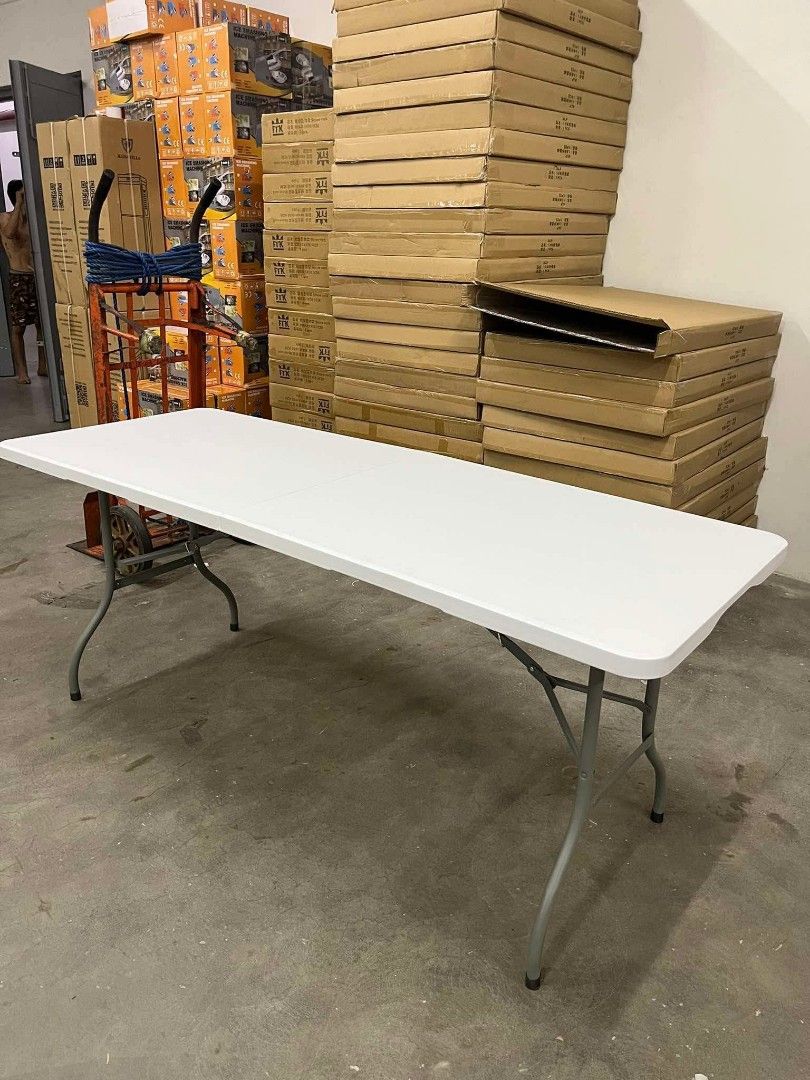Foldable table (Category: Tables & Sets) located in Manila. Submitted by joydolor (Listing ID 1463363827, Image 2). Description: ✅ HARD PLASTIC FOLDING TABLE ✅ Size 180cmx74cmx76cm MATERIALS: ⭐HIGH DENSITY POLYETHYLENE TABLE TOP ⭐ POWDER COATED STEEL FRAME OTHERS: ⭐UV PROTECTED ⭐ LIGHT WEIGHT ⭐RUST RESISTANT ⭐STAIN RESISTANT ⭐EASY TO CLEAN ⭐FOLD IN HALF ⭐ MULTIFUNCTIONAL FOLDING TABLE ⭐ PICNIC TABLE ⭐PARTY TABLE ⭐FOR BUSINESS USE ⭐HEAVY DUTY ⭐EAS