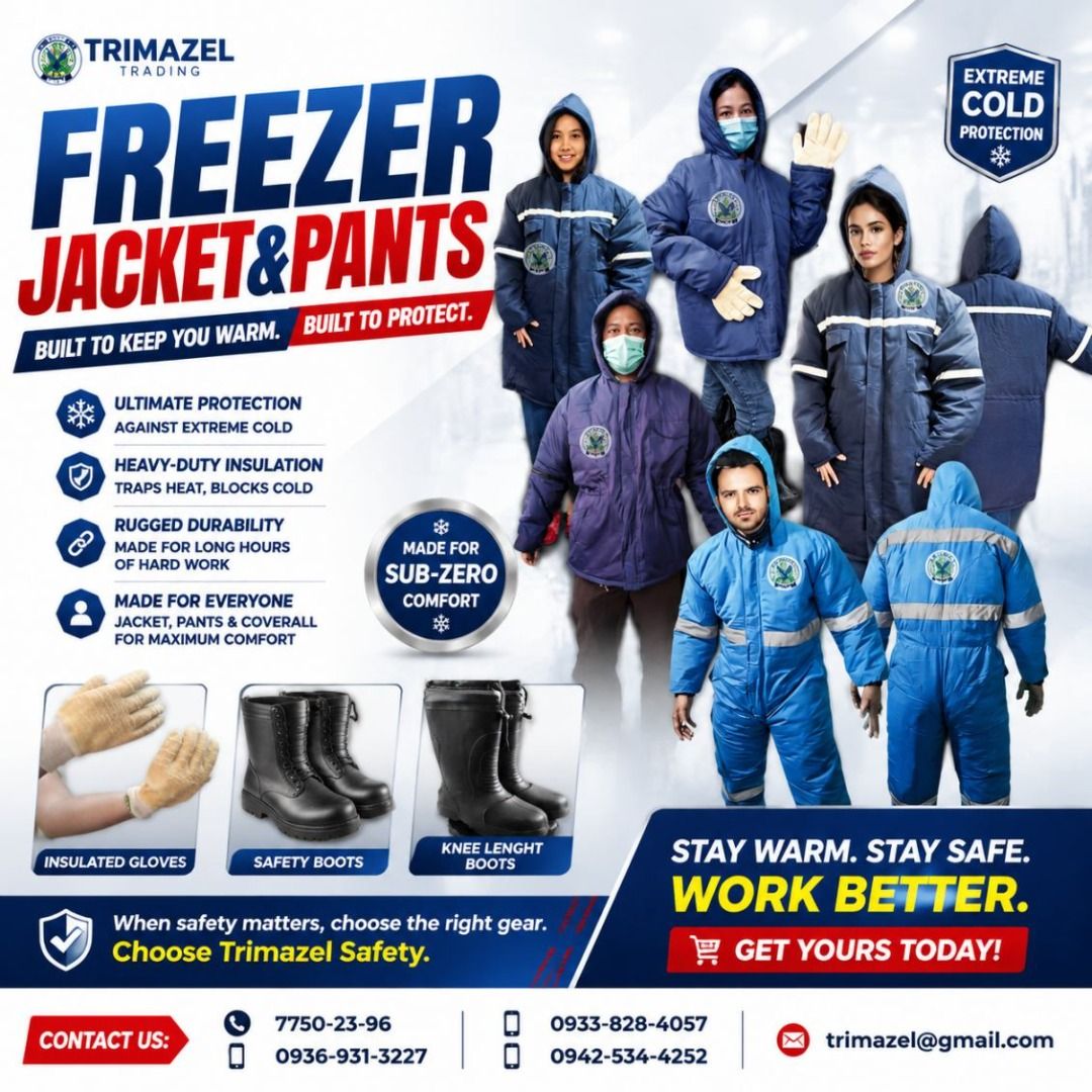 FREEZER JACKET & PANTS (Category: Looking For) located in Caloocan City. Submitted by trzl_liza14 (Listing ID 1463344533, Image 1). Description: ✅ Guaranteed lowest price ✅ Quality products ✅ Big discount for bulk orders ✅ 100% LEGIT TRUSTED SUPPLIER! ✅ With Complete Legal Documents ✅ BIR Registered We Supply All Kinds Of PPE Supplies, Raincoat, Hard Hat, Cooler Box, Plastic Trash Bin, Road Barriers, Kayak Boats, Crystal Kayak, Traffic Cone, T-Bo
