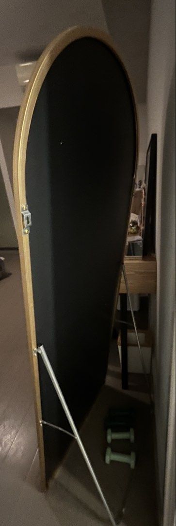 Full Body Mirror With Stand Thickened Arched Wall Mirror (Category: Mirrors) located in Makati City. Submitted by zebra45 (Listing ID 1463479538, Image 3). Description: - Full body mirror with elegant gold rectangular frame - High-definition, explosion-proof glass for a clear, distortion-free reflection. - Versatile use: can be a floor mirror or mounted as a wall mirror. - Generous size: 160cm (height) x 50cm (width). RFS: made a mistake in size.