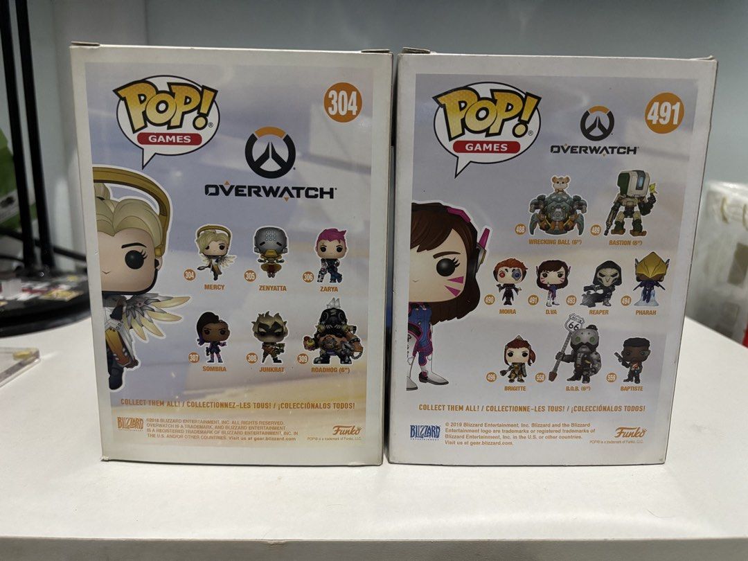 Funko Pop Overwatch d.va 491 & Mercy 304 Bundle (Category: Designer & Blind Box Toys) located in Manila. Submitted by lvlup_toys (Listing ID 1463436730, Image 3). Description: Please Take Time to Read !!! All in good Condition unless stated Protectors Included funko overwatch set of 2 D.VA #491 (Diamond Collection SE) Mercy #304 Condition slight yellowing due to age Payment: Bank transfer (BPI/GOTYME) MoS: For Pickup ot Shipping only (LALAMOVE/GR