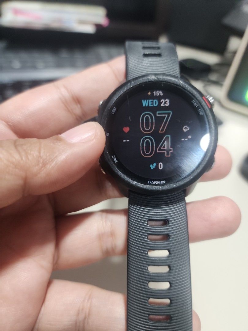 Garmin Smartwatch Forerunner 245 Music (Category: Wearables & Smart Watches) located in Quezon City. Submitted by abivee31 (Listing ID 1463552017, Image 2). Description: - Garmin Forerunner 245 Music Smartwatch - Color: Black - Ideal for running and workout tracking - Built-in GPS - Music storage capability - Battery - Minor cosmetic scratches on screen (fully functional) - Selling due to upgrade Some notes: Well used May bangas sa gilid dahil il