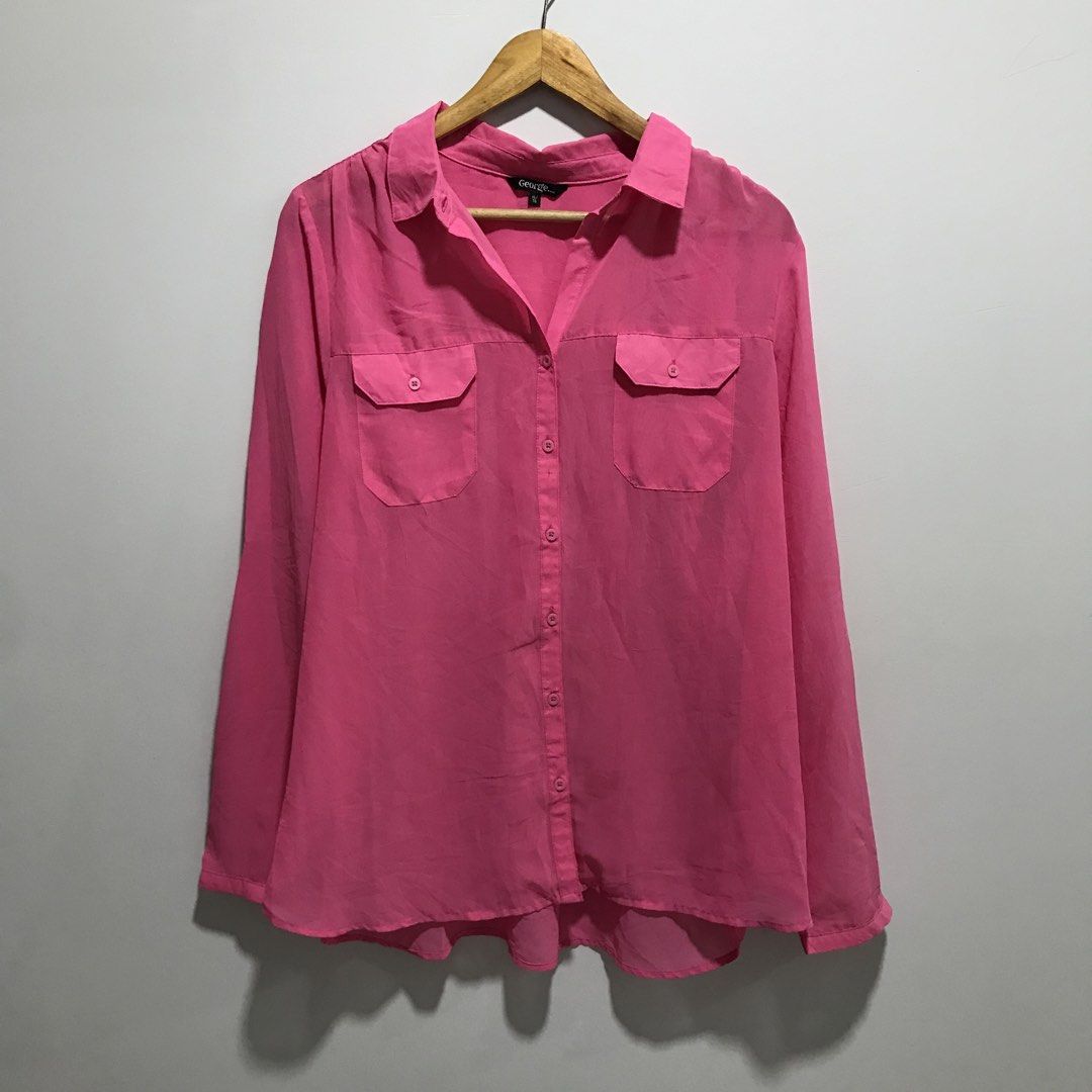 GEORGE Pink Button Down Longsleeve Polo (Category: Longsleeves) located in Cavite. Submitted by tanya.valentin (Listing ID 1463510517, Image 2). Description: - 25x31.