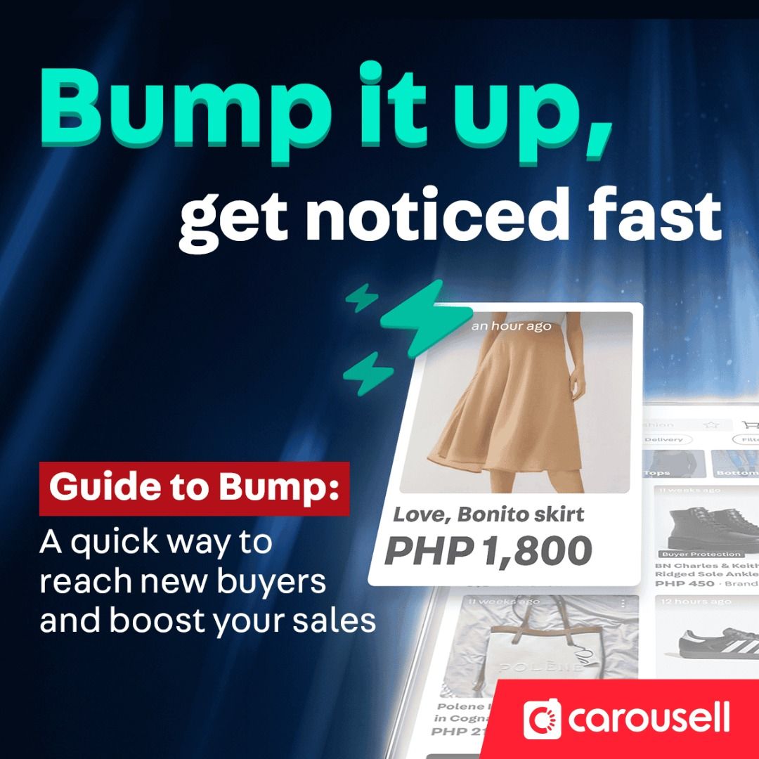 Get your listings seen by more buyers with Bump ⚡ (Category: Announcements) located in Mandaluyong City. Submitted by carousellph_promote (Listing ID 1463149938, Image 1). Description: Tap here to see how Bump can help your listings stand out: https://www.carousell.ph/bump-education-ph/l/.