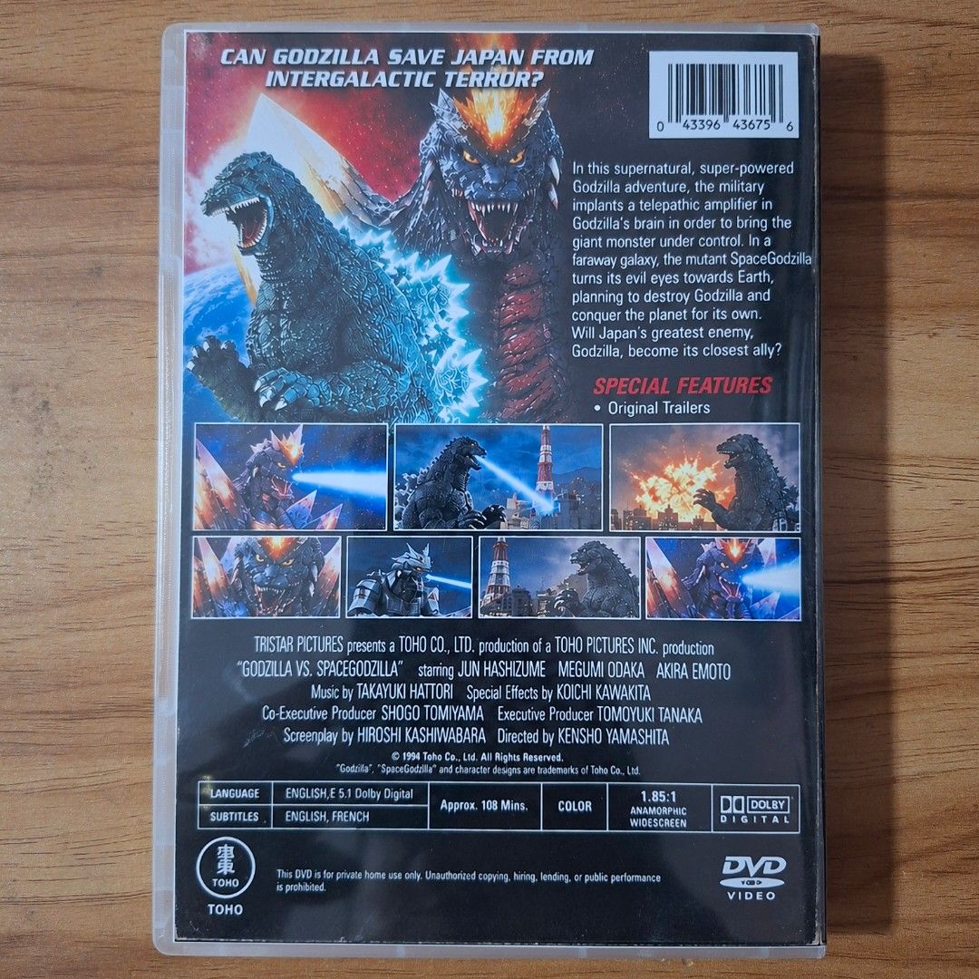 Godzilla vs. SpaceGodzilla 1:1 DVD Copy (Category: CDs & DVDs) located in Kabankalan. Submitted by Videoshop.ph (Listing ID 1463333402, Image 2). Description: Godzilla vs. SpaceGodzilla 1994 ‧ Science fiction/Action film ‧ 1 h 47 m Format: DVD Region: All NTSC No. of Disc: 1 Aspect Ratio: Widescreen Language: English Subtitle: Englosh Casing: Keep Case DVD COPY – 1:1 RECOPY FROM ORIGINAL ✔️ Recopied from original DVD ✔️ Complete original menu & f