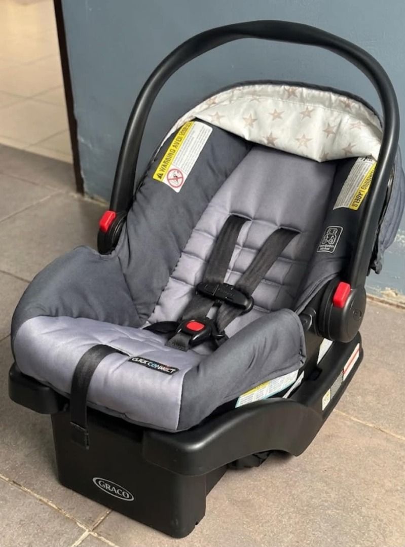 Graco SnugRide (Category: Car Seats) located in Tanauan. Submitted by rian3721 (Listing ID 1463474684, Image 1). Description: - Graco SnugRide Click Connect infant car seat - Includes base - Gray color with star pattern on canopy liner - 5-point safety harness - Easy to install and remove from base - Ideal for newborns and infants.