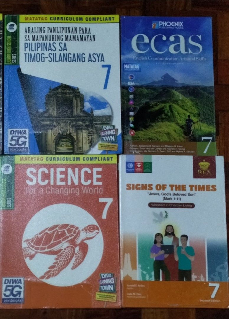 GRADE 7 Books-150 each (Category: Textbooks) located in Muntinlupa City. Submitted by pick.a.buks (Listing ID 1462560735, Image 1). Description: large soft bound books..