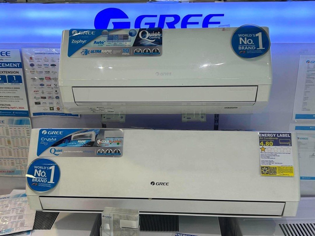 GREE SPLIT TYPE INVERTER AND NON INVERTER AIR CONDITIONER (Category: Air Conditioning and Heating) located in Quezon City. Submitted by annys.online (Listing ID 1463506965, Image 1). Description: GREE SPLIT TYPE INVERTER AND NON INVERTER AIR CONDITIONER Gw36-6dr Cash 62,900 Gw28-6dr Cash 56,200 Gw24-6dr Cash 44,200 Gw18-6dr Cash 32,500 Gw12-6dr Cash 26,300 Gw09-6dr Cash 23,400 Non Inverter GW09-6NR - 19,300 GW12-6NR - 21,400 GW18-6NR - 29,000 GW2