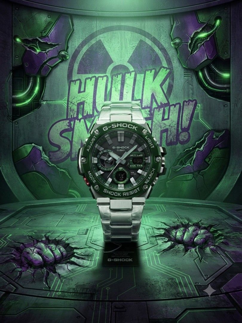 G-Shock, Hulk Edition 👊 (Category: Men's Watches) located in Manila. Submitted by streetwear2021 (Listing ID 1463458028, Image 1). Description: G Shock G Steel (All Star Collection) Inspired by Marvel "Deadpool Edition" One of Casio's the most Iconic collections of G-Shock. The new G Steel timepieces. ❌️Original Price 28k❌️ SALE for Only 1,499 ‼️ Specs/Details: ✅️46.6mm x 49.6mm ✅️Semi light weight 166 grams ✅️Digital & Analog Movement ✅️Liminou