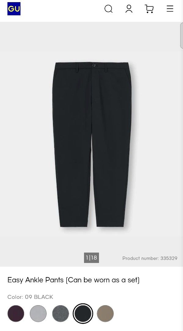 📍GU Easy Ankle Pants (Category: Trousers) located in Antipolo. Submitted by simplehans (Listing ID 1463332467, Image 1). Description: ‎📍GU Easy Ankle Pants ‎Size Small (Black) ‎Waist- 29 to 31 ‎Length- 36 ‎Leg Open- 6.5 ‎Excellent Condition ‎DIRECT MESSAGE IF INTERESTED.