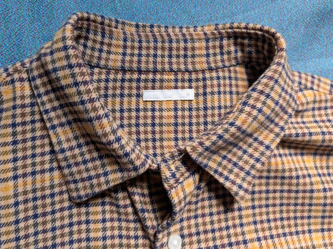 GU Flannel Houndstooth Check Long Sleeve Shirt – Medium (Category: Tshirts & Polo Shirts ) located in Malabon City. Submitted by getmarrked77 (Listing ID 1463552788, Image 2). Description: GU Flannel Houndstooth Check Long Sleeve Shirt – Medium Color: Yellow / Brown / Navy Houndstooth Check Condition: 9/10 Issue: None Material: 100% Cotton Width: 22" / Length: 28" Mode of Payment: GCash / MariBank (Payment first) Location: Potrero, Malabon near M
