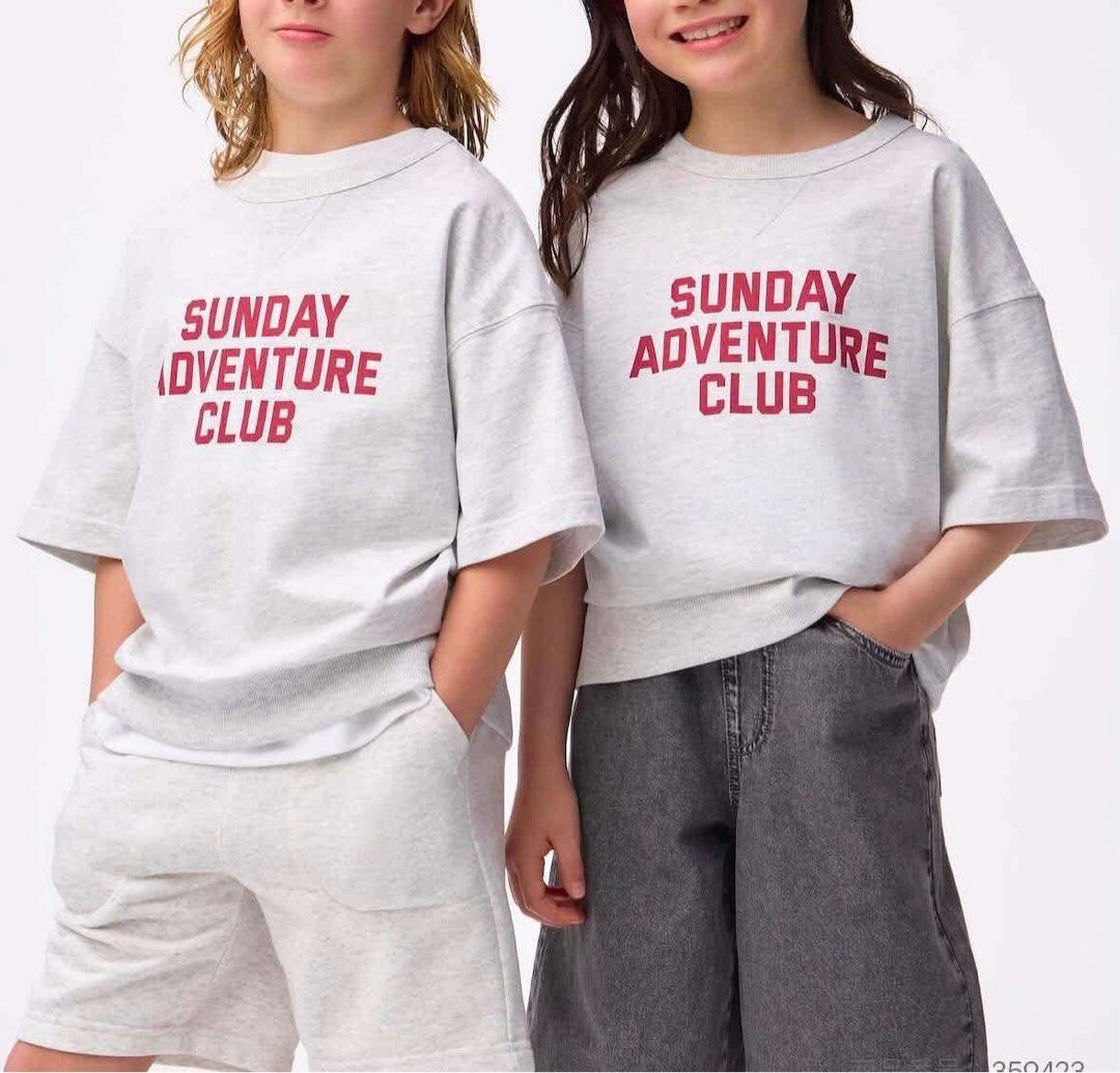 GU Kids Shirt (Category: Babies & Kids Fashion) located in Baguio. Submitted by donafaye (Listing ID 1463328064, Image 1). Description: GU Kids Shirt UNISEX Sunday Adventure Club Gray only Sizes onhand: Size 110 - fits 4-5yrs old Size 120 - fits 5-7yrs old Size 130 - fits 7-9yrs old Brand new from JP 🇯🇵 Depende pa din po sa body fit ng kids 🫶🏻.