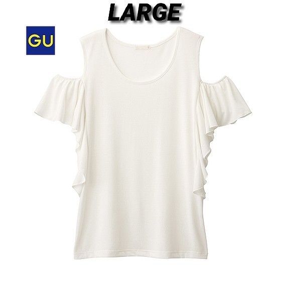 GU White T-shirts Bundle (Large) (Category: Shirts) located in Baguio. Submitted by sky_alexander143 (Listing ID 1463393467, Image 1). Description: - Three white GU t-shirts - All size Large - Style 1: Cold shoulder ruffle sleeves - Style 2: Lace neckline - Style 3: Layered ruffle sleeves - Perfect wardrobe staples.