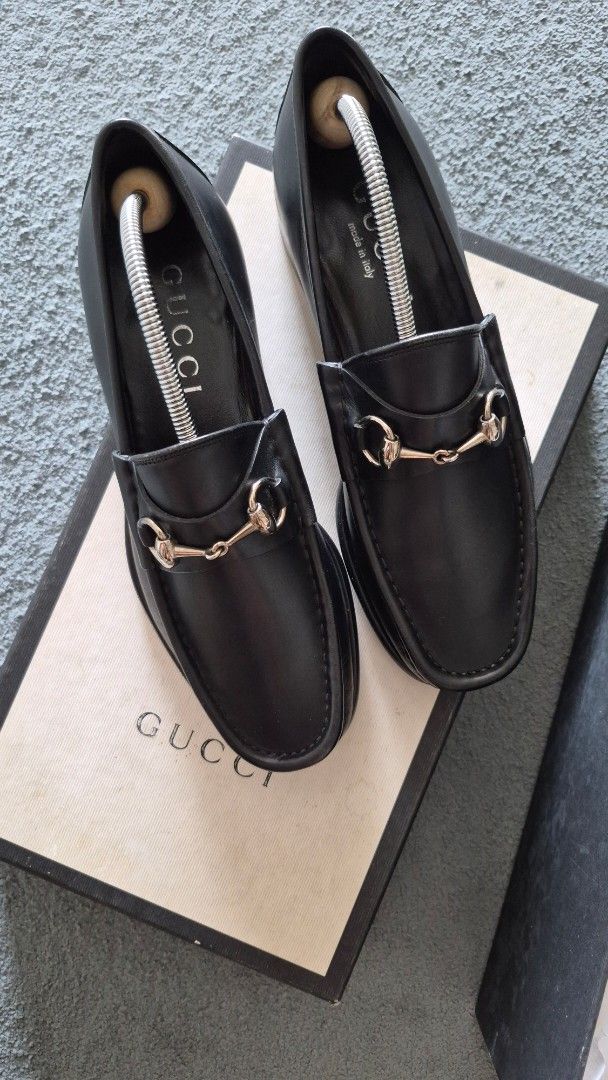 Gucci Black Leather Horsebit Loafers (Category: Casual Shoes) located in Paranaque City. Submitted by jag_1028 (Listing ID 1463331103, Image 2). Description: - Classic Gucci loafers in black leather - Iconic horsebit detail - Made in Italy - Comes with original box and dust bag - Timeless and versatile for any wardrobe.