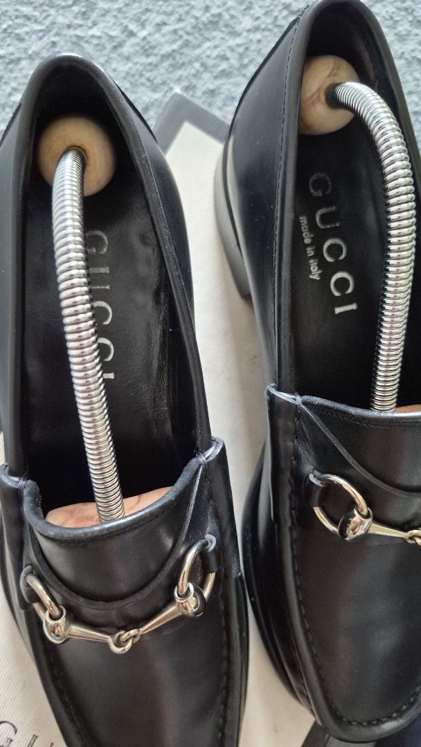 Gucci Black Leather Horsebit Loafers (Category: Casual Shoes) located in Paranaque City. Submitted by jag_1028 (Listing ID 1463331103, Image 3). Description: - Classic Gucci loafers in black leather - Iconic horsebit detail - Made in Italy - Comes with original box and dust bag - Timeless and versatile for any wardrobe.