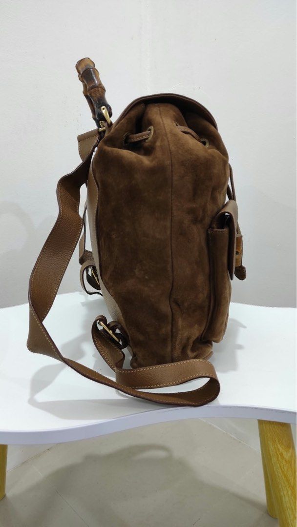 Gucci Suede Bamboo Backpack (Category: Backpacks) located in Bulacan. Submitted by adoseofluxxee (Listing ID 1463428816, Image 2). Description: Guaranteed authentic excellent condition .