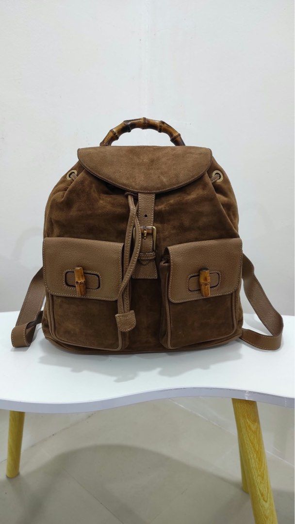 Gucci Suede Bamboo Backpack (Category: Backpacks) located in Bulacan. Submitted by adoseofluxxee (Listing ID 1463428816, Image 1). Description: Guaranteed authentic excellent condition .
