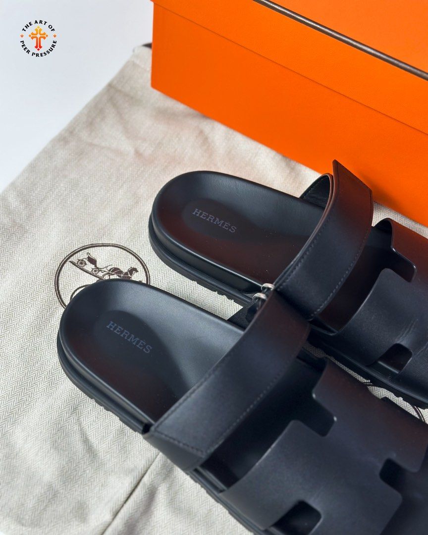 Hermes Chypre Calfskin Leather Black (Category: Sneakers & Footwear) located in Calamba. Submitted by theartofpeerpressurelgn (Listing ID 1463357579, Image 2). Description: Hermes Chypre Size 44 = 10 US men's (28 cm) Like new, complete with COA. Retails for ₱70,000 in stores. Selling for ₱35,000 only. 💯 Guaranteed Authentic 💳 Layaway available 📍 Calamba City, Laguna 🚚 Lalamove / LBC DM us to purchase. FB: The Art of Peer Pressure IG: @thearto