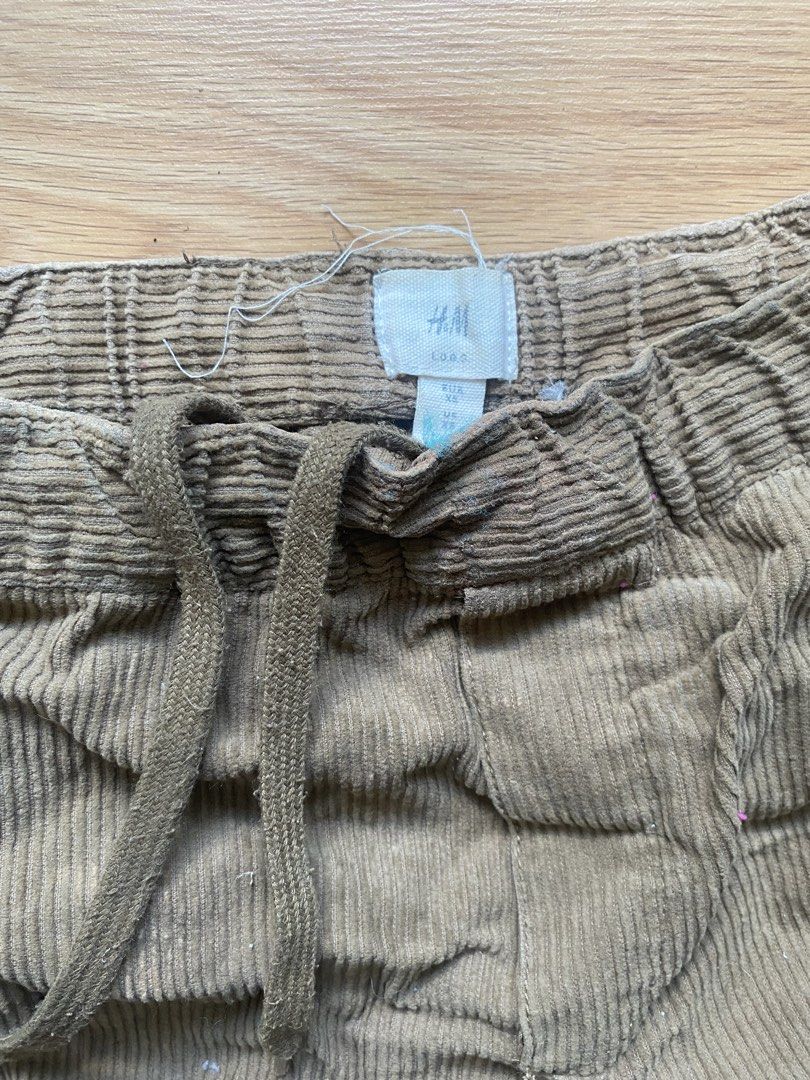 H&M brown curduroy with drawstring (Category: Jeans) located in Manila. Submitted by bran.yee (Listing ID 1463393538, Image 2). Description: Xs but fits small 28 Needs washing. Stock for years, makati area jnt .