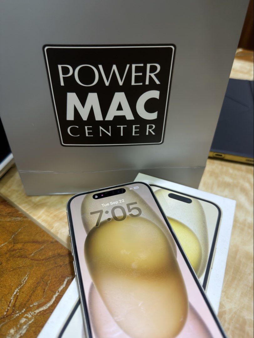 iPhone 15 Yellow 128 GB (Category: Cases & Sleeves) located in Pasig City. Submitted by beefrnndz (Listing ID 1463477002, Image 1). Description: FOR SALE: iPhone 15, yellow, 128 GB w/ tempered glass and phone case inluded 88% BH, 570 cycle count (once a day chinacharge so hindi stressed and battery) bought at power mac store last july 2024 Local variant have box and paperbag original type c to c cable everything is working (can do unli checks) ca