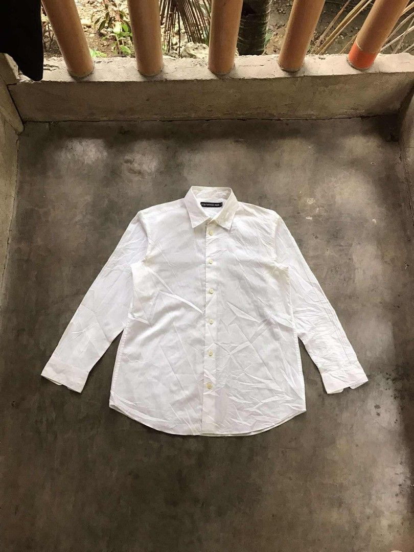 ISSEY MIYAKE MEN 2000's PLEATED WHITE BUTTON DOWN SHIRT (Category: Luxury Apparel) located in Argao. Submitted by thrift_ni_ar (Listing ID 1463462845, Image 1). Description: ISSEY MIYAKE MEN 2000's PLEATED WHITE BUTTON DOWN SHIRT ‼️ AUTHENTIC/LEGIT GOOD CONDITION SIZE LARGE W 21 / L 29 COLORATE 9.8 / 10 ISSUE :SEE LAST PIC 1,800 + SF 🛒🛒.