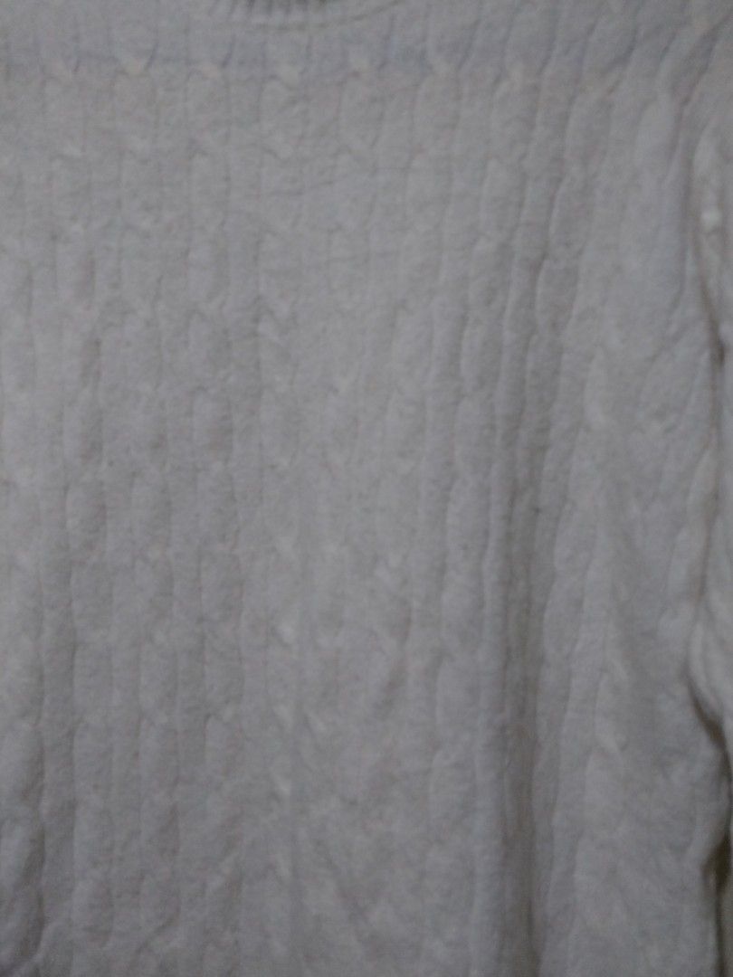 J crew White Cable Knit Mock Neck Sweater (Category: Coats, Jackets and Outerwear) located in Manila. Submitted by PrinceDani.Clothing (Listing ID 1463399931, Image 3). Description: j crew white cable knit sweater Medium 19in width 21.5in length excellent condition .
