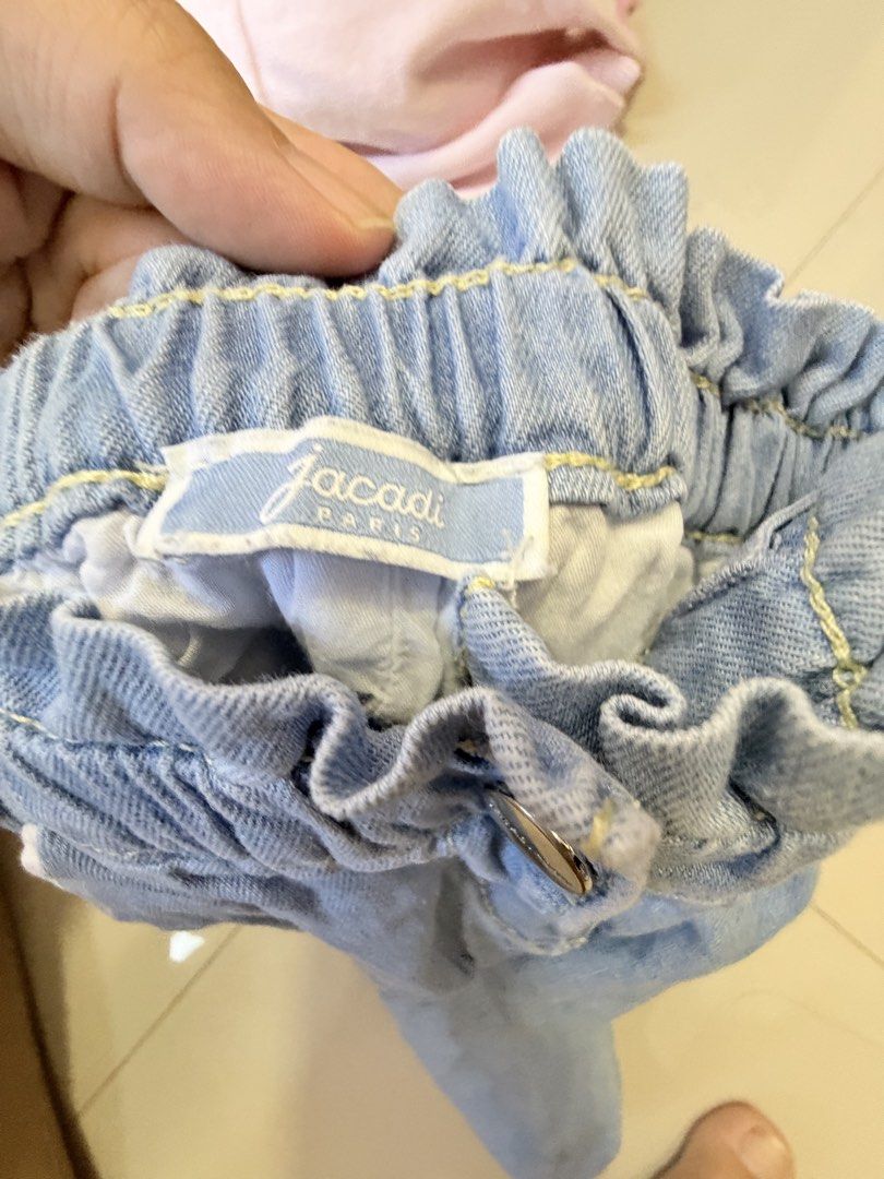 Jacadi Paris Baby Denim Pants (Category: Babies & Kids Fashion) located in San Juan, Ilocos Sur. Submitted by bpambid (Listing ID 1463350833, Image 3). Description: - Cute light wash denim pants for babies - Elasticated waistband with ruffled detail - Cuffed hems for a stylish finish - Easy to wear and super comfortable - Perfect for everyday outings and play - Authentic Jacadi Paris brand.