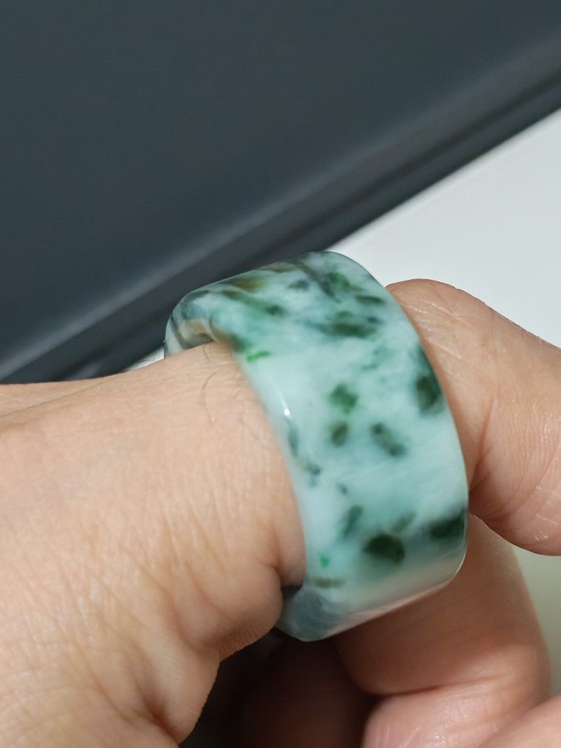 Jade ring (Category: Jewelry) located in Bacoor. Submitted by jadeitemaster (Listing ID 1463520340, Image 2). Description: Size 22mm Diameter Thick, with green floatings. Type A, no certificate. Natural Jadeite. Polished but not perfect hence the price..