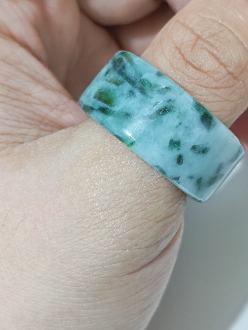 Jade ring (Category: Jewelry) located in Bacoor. Submitted by jadeitemaster (Listing ID 1463520340, Image 1). Description: Size 22mm Diameter Thick, with green floatings. Type A, no certificate. Natural Jadeite. Polished but not perfect hence the price..