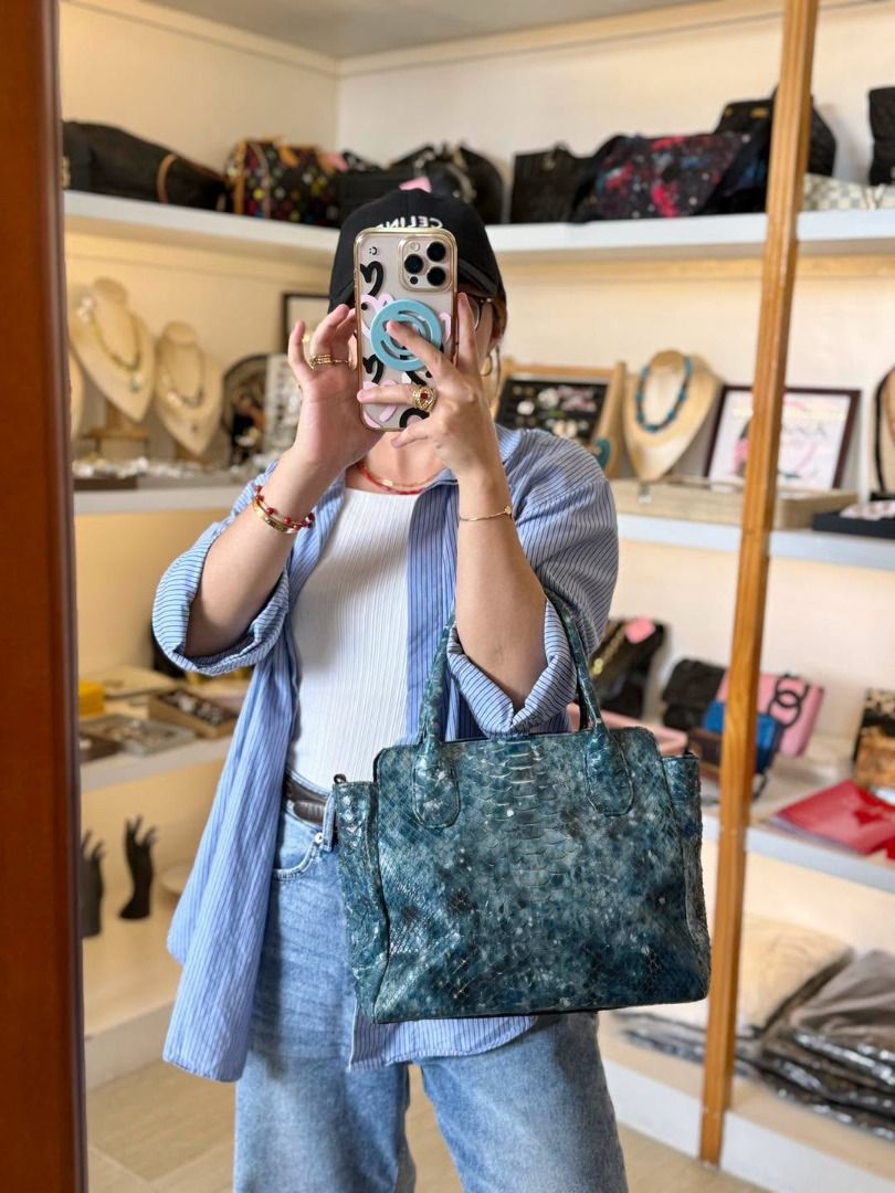 JAPAN-SOURCED REPTILE LEATHER TWO-WAY BAG (Category: Cross-body Bags) located in Baguio. Submitted by asna_taku (Listing ID 1463397947, Image 1). Description: 🐊 JAPAN-SOURCED REPTILE LEATHER TWO-WAY BAG 🇯🇵 A rare and beautiful piece in a gorgeous blue-toned reptile leather—eye-catching, elegant, and surprisingly lightweight. ✨ 👜 Japan sourced 📖 With original JRA booklet 💙 Rare color ✨ Two-way style — carry by the handles or use the long str